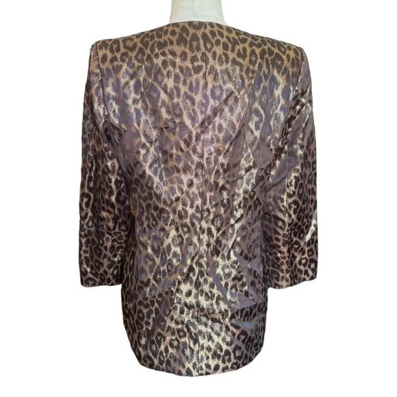 CLARA CLARA NYC Vintage Silk 1980s Rhinestone Embellished Cheetah Print Coat - Picture 5 of 9